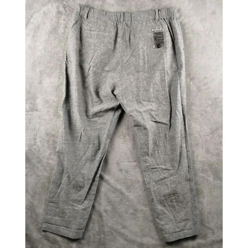 NWOT UNIQLO Chino Pants Men's XL Gray Linen Blend Chambray Flat Front